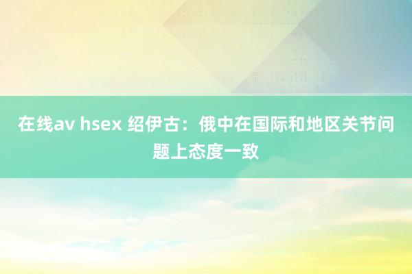 在线av hsex 绍伊古：俄中在国际和地区关节问题上态度一致