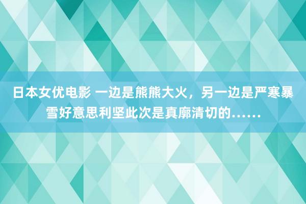 日本女优电影 一边是熊熊大火，另一边是严寒暴雪好意思利坚此次是真廓清切的……