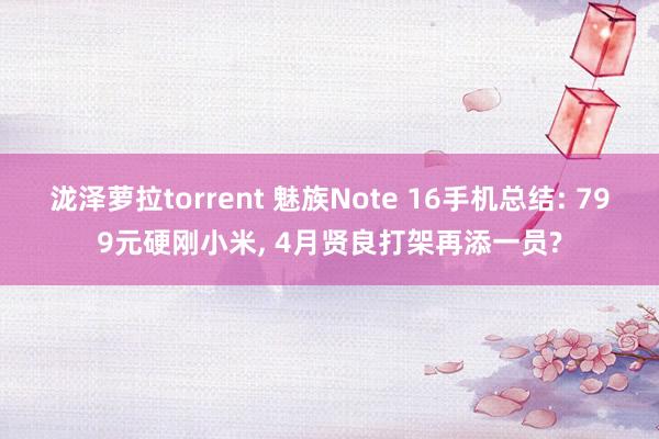 泷泽萝拉torrent 魅族Note 16手机总结: 799元硬刚小米， 4月贤良打架再添一员?
