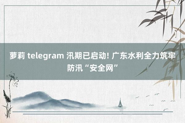 萝莉 telegram 汛期已启动! 广东水利全力筑牢防汛“安全网”