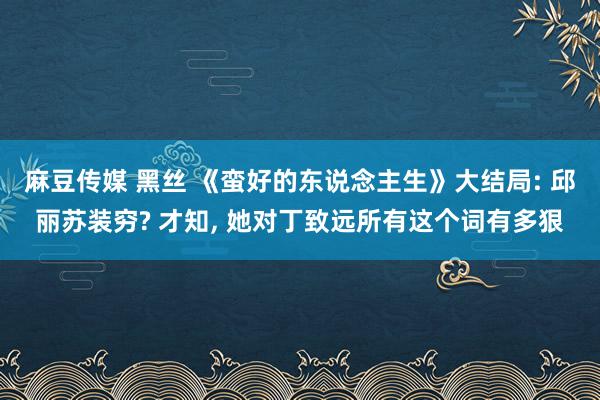 麻豆传媒 黑丝 《蛮好的东说念主生》大结局: 邱丽苏装穷? 才知， 她对丁致远所有这个词有多狠