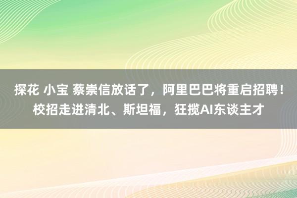 探花 小宝 蔡崇信放话了，阿里巴巴将重启招聘！校招走进清北、斯坦福，狂揽AI东谈主才